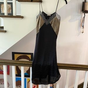 Zara Black & Gold slip dress